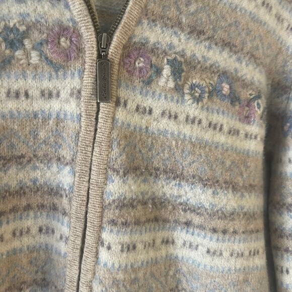 Eddie Bauer Collectibles Women's Size XL 100% Lambs Wool Full Zip Sweater - Picture 4 of 9